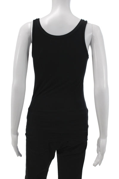 Majestic Filatures Womens Black Scoop Neck Sleeveless Basic Tank Viscose Size 1