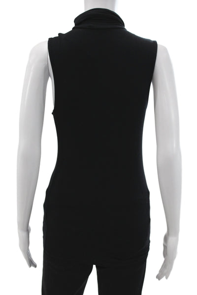 Majestic Filatures Womens Basic Sleeveless Tee Black Turtleneck Viscose Size 1