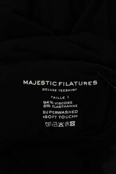 Majestic Filatures Womens Basic Sleeveless Tee Black Turtleneck Viscose Size 1