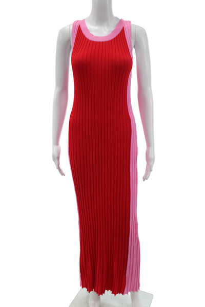 Zara Knit Womens Maxi Pink Colorblock Scoop Neck Sleeveless Dress Size M