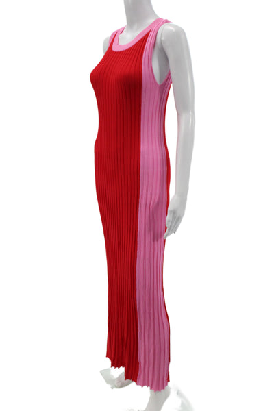 Zara Knit Womens Maxi Pink Colorblock Scoop Neck Sleeveless Dress Size M