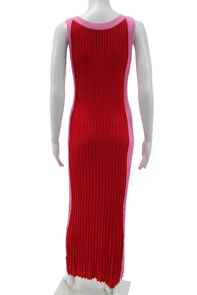 Zara Knit Womens Maxi Pink Colorblock Scoop Neck Sleeveless Dress Size M