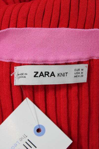Zara Knit Womens Maxi Pink Colorblock Scoop Neck Sleeveless Dress Size M