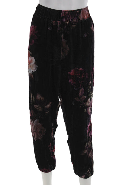 JW Los Angeles Womens Black Floral Jogger Pants Size S