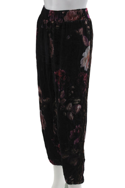 JW Los Angeles Womens Black Floral Jogger Pants Size S