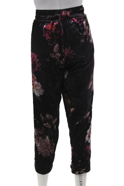 JW Los Angeles Womens Black Floral Jogger Pants Size S