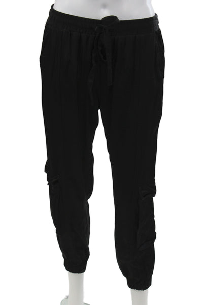 Johnny Was Womens Cargo Pants Black Drawstring Rayon Size S