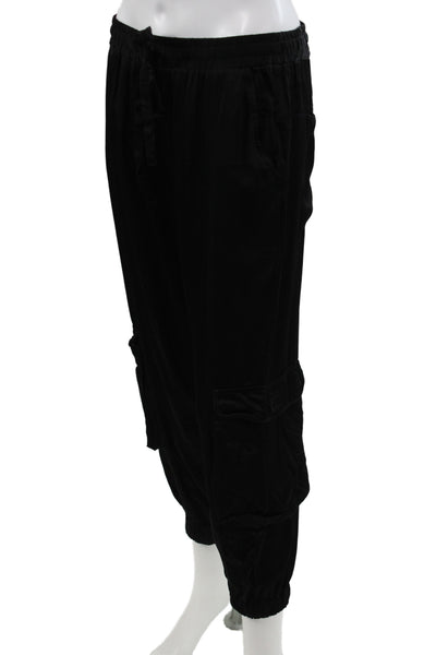 Johnny Was Womens Cargo Pants Black Drawstring Rayon Size S