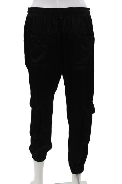 Johnny Was Womens Cargo Pants Black Drawstring Rayon Size S