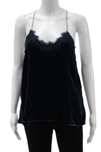 Johnny Was Women Boho Blue V-Neck Camisole Rayon Sleeveless Size S
