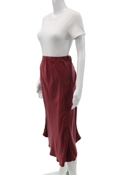 Calme Womens A-Line Midi Skirt Red Rayon Pull On Size S