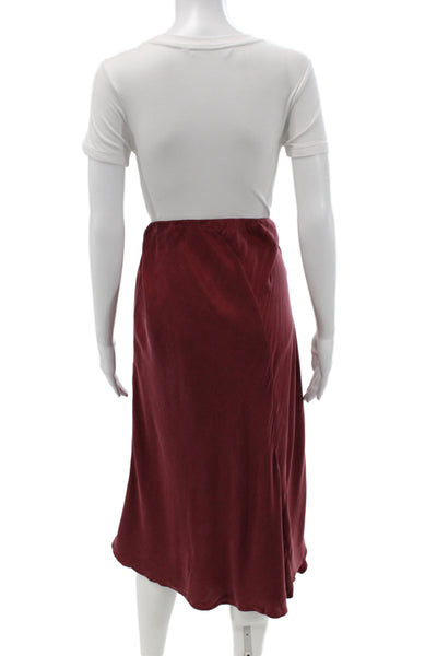 Calme Womens A-Line Midi Skirt Red Rayon Pull On Size S