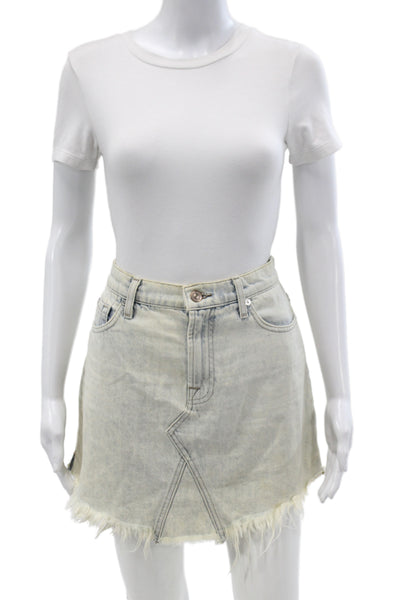 7 For All Mankind Womens Blue Mini Cotton Skirt Size 26
