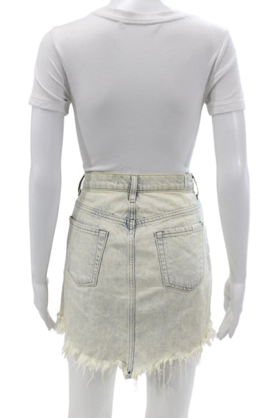 7 For All Mankind Womens Blue Mini Cotton Skirt Size 26