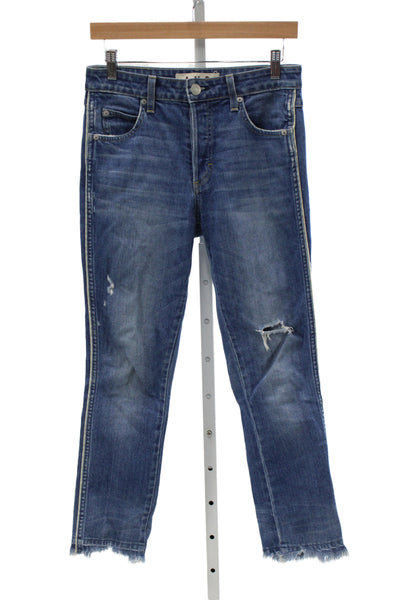 Amo Women Blue Cropped Mid Rise Cotton Jeans Size 27