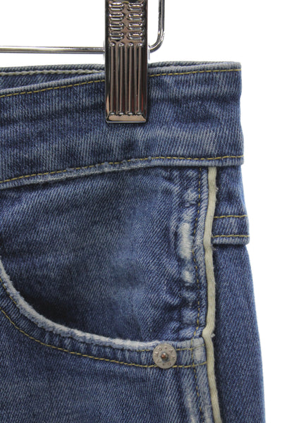 Amo Women Blue Cropped Mid Rise Cotton Jeans Size 27