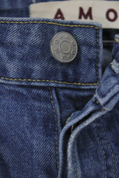 Amo Women Blue Cropped Mid Rise Cotton Jeans Size 27