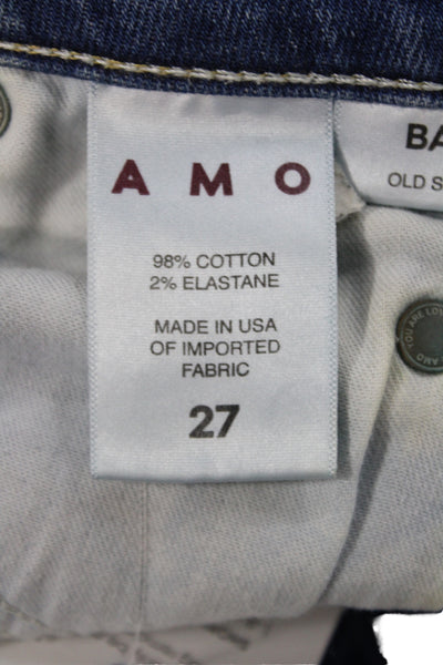 Amo Women Blue Cropped Mid Rise Cotton Jeans Size 27