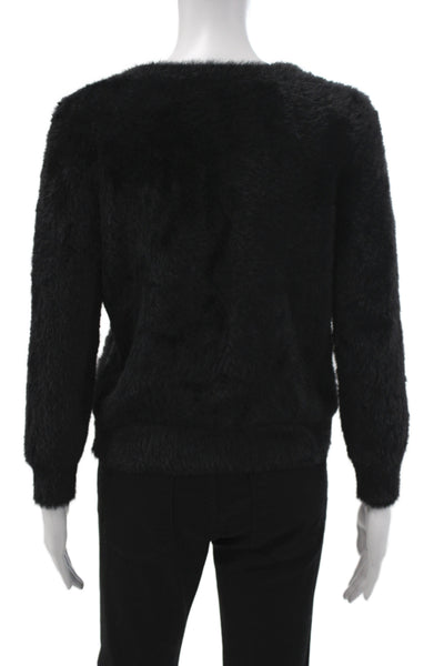 Zara Women Black Fuzzy Knit Cardigan Size M