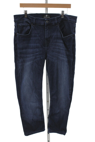 7 For All Mankind Mens Straight Jeans Blue Mid Rise Cotton Size 34