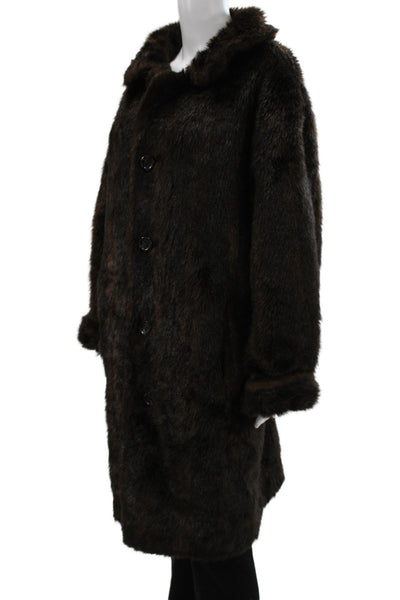 Gallery Womens Overcoat Brown Button Long Sleeve Polyester Size XL