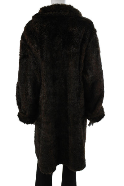 Gallery Womens Overcoat Brown Button Long Sleeve Polyester Size XL