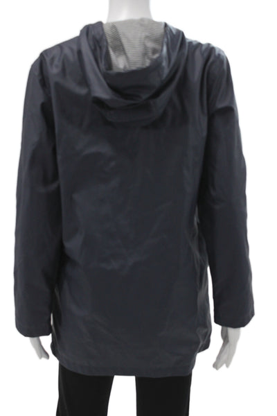 Petit Bateau Womens Rain Coat Blue Snap Nautical Polyester Size 2XS