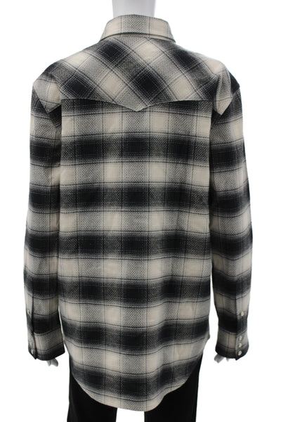 Ralph Lauren Purple Label Womens Black Plaid Collared Button Up Shirt Size 12