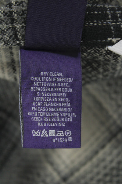 Ralph Lauren Purple Label Womens Black Plaid Collared Button Up Shirt Size 12