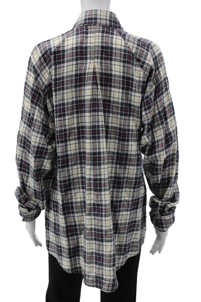 Son of John Women Black Plaid Skull Cotton Tunic Button-Up Size 2