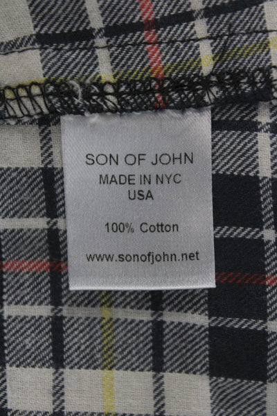 Son of John Women Black Plaid Skull Cotton Tunic Button-Up Size 2