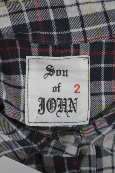 Son of John Women Black Plaid Skull Cotton Tunic Button-Up Size 2