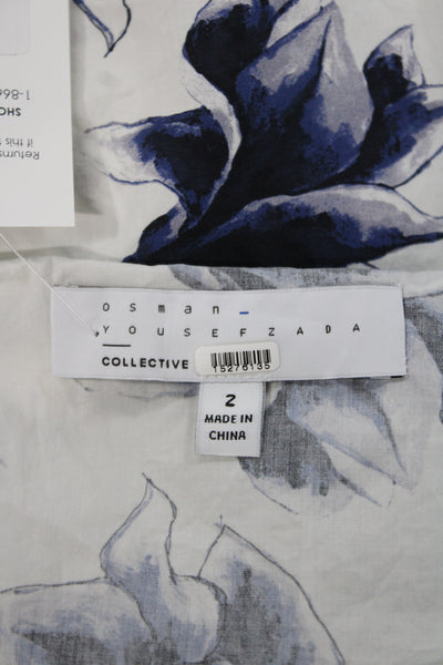 Osman Yousefzada Women Cropped Tank Blue Floral Cotton Size 2