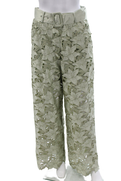 Rich Radi Q's Women Paperbag Floral Pants Green Buckle Size S