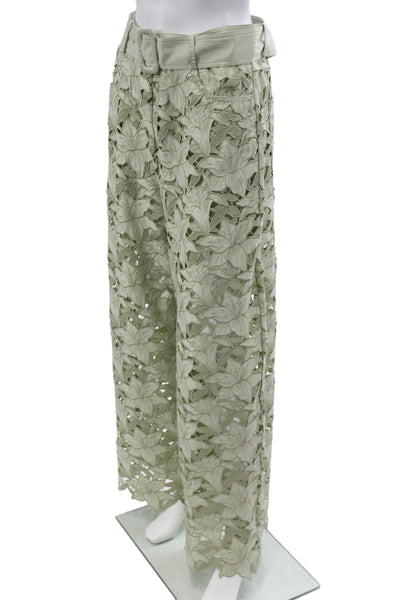 Rich Radi Q's Women Paperbag Floral Pants Green Buckle Size S