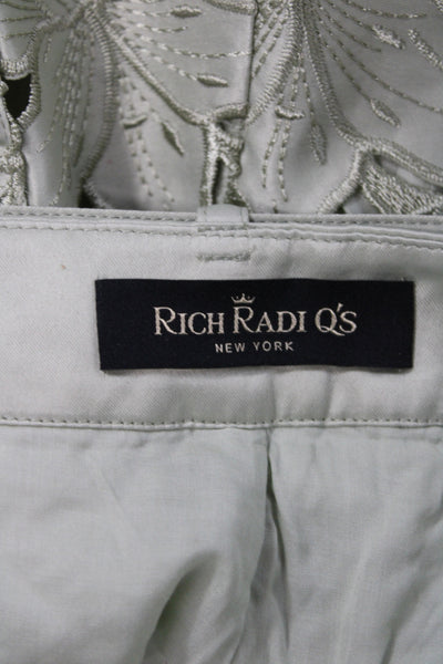 Rich Radi Q's Women Paperbag Floral Pants Green Buckle Size S