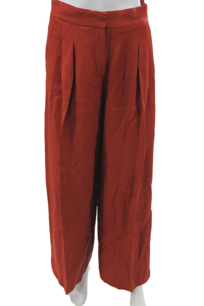 Massimo Dutti Womens Red Dress Pants 66% Viscose Button Inseam 31 Size 4