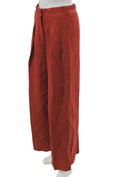 Massimo Dutti Womens Red Dress Pants 66% Viscose Button Inseam 31 Size 4