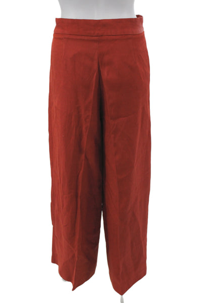 Massimo Dutti Womens Red Dress Pants 66% Viscose Button Inseam 31 Size 4