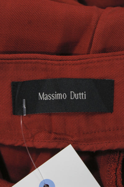 Massimo Dutti Womens Red Dress Pants 66% Viscose Button Inseam 31 Size 4