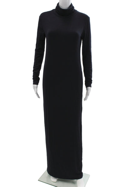 Bleusalt Women Maxi Turtleneck Long Sleeve Black Tencel Modal Dress Size 2