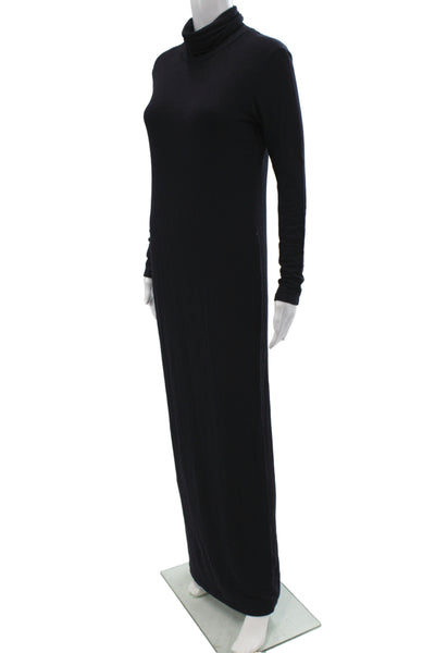 Bleusalt Women Maxi Turtleneck Long Sleeve Black Tencel Modal Dress Size 2