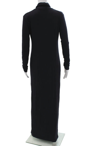 Bleusalt Women Maxi Turtleneck Long Sleeve Black Tencel Modal Dress Size 2