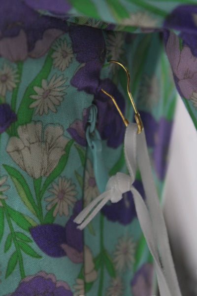 Hyacinth House Women Green Floral Maxi Dress Collared Long Sleeve Size 2XS