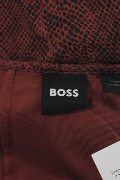 BOSS Women Wrap Dress Red Animal Print V-Neck Long Sleeve Size XS