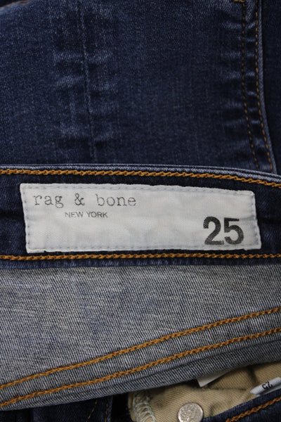 Rag & Bone Womens Skinny Mid Rise Blue Modal Jeans Size 25