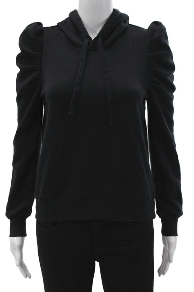 Rebecca Minkoff Womens Pullover Hoodie Black High Neck Long Sleeve Size XS