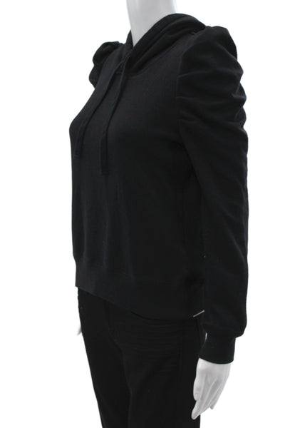 Rebecca Minkoff Womens Pullover Hoodie Black High Neck Long Sleeve Size XS