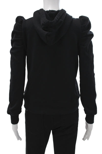 Rebecca Minkoff Womens Pullover Hoodie Black High Neck Long Sleeve Size XS