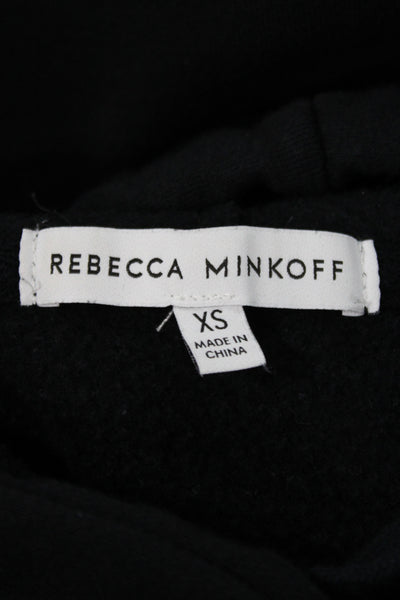 Rebecca Minkoff Womens Pullover Hoodie Black High Neck Long Sleeve Size XS